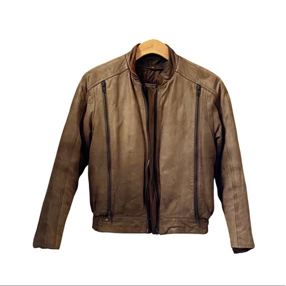 Vintage Jackets & Blazers - VINTAGE - LEATHER BOMBER JACKET